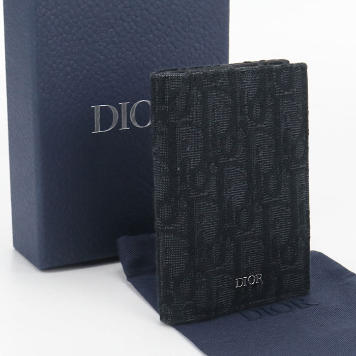 Rakuten - 【中古良品】DIOR ディオール カードケース 2ESCH138YSE 2つ折りカードホルダー ディオールオブリーク メンズ ブラック