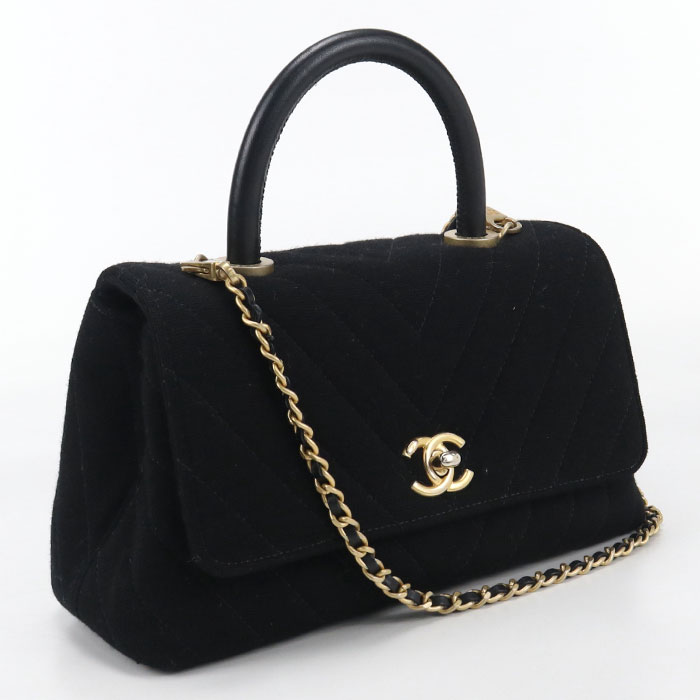 【中古良品】CHANEL シャネル ハンドバッグ 2WAY シェブロン 27997197 レディース ブラック