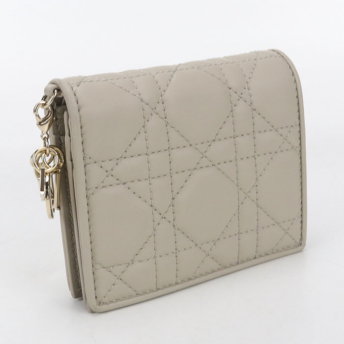 CHRISTIAN DIOR - 【中古良品】DIOR ディオール 二折財布 ガーデニア ウォレット レディディオール レディース ベージュ