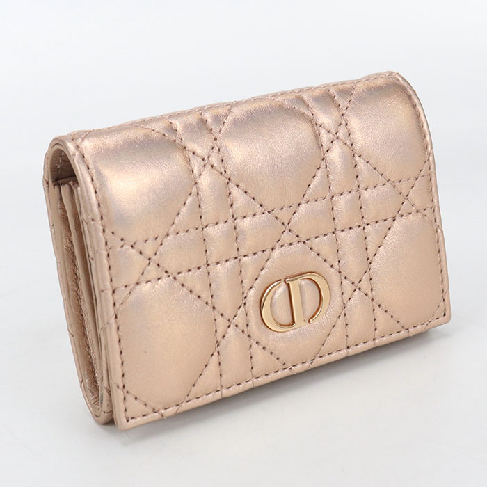 CHRISTIAN DIOR - 【中古・未使用】DIOR ディオール 二折財布 グリシン ウォレット ディオール カロ レディース ピンク