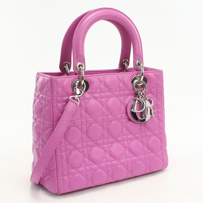 【中古良品】DIOR ディオール ハンドバッグ 2WAY バッグ ミディアム レディディオール レディース パープル