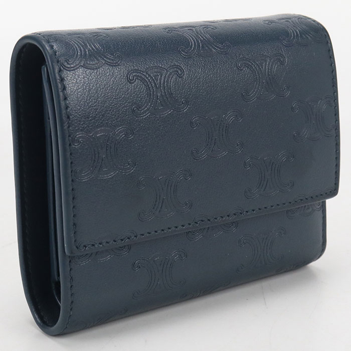 【限定色】CELINE ミニ財布 ミッドナイト ネイビー 三つ折り財布 CELINE（セリーヌ） 中古 三折財布 レディース ブランド トリオンフ