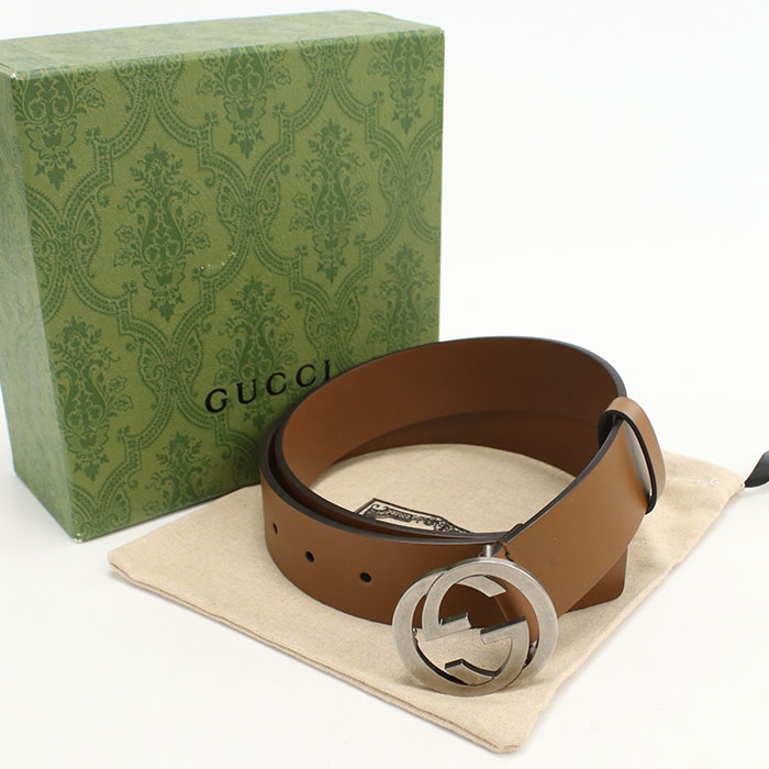 Rakuten - 【4日20時〜限定クーポン】【中古・未使用】GUCCI グッチ ベルト 546389 インターロッキングG メンズ ブラウン ＃85