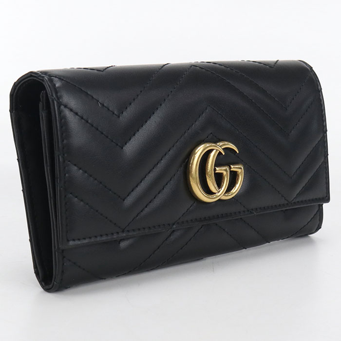 Rakuten - 【中古良品】GUCCI グッチ 長財布二折 443436 コンチネンタルウォレット ダブルG レディース ブラック