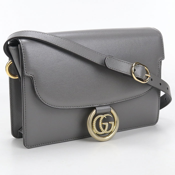 Rakuten - 【中古良品】GUCCI グッチ 斜め掛け ショルダーバッグ 589474 GGマーモント レディース グレー