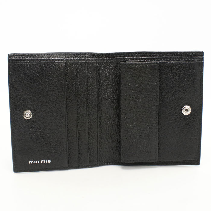 【中古良品】MIUMIU(OUTLET) ミュウミュウ アウトレット 二つ折り財布 レディース ブラック