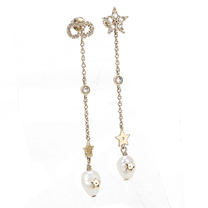 【中古良品】DIOR ディオール ピアス CDロゴ スター レディース ゴールド