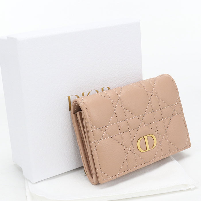 CHRISTIAN DIOR - 【中古・未使用】DIOR ディオール 二つ折り財布 S5132UWHC グリシン ウォレット ディオール カロ レディース ピンク
