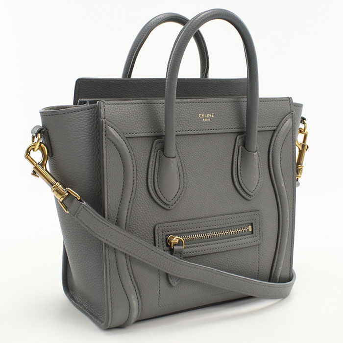 【中古】CELINE セリーヌ トートバッグ 189243AQL.10KL ラゲージ ナノ レディース グレー