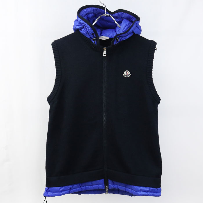 乐天商城 - 【中古良品】MONCLER モンクレール ベスト ニット MAGLIA GILET メンズ ネイビー #S
