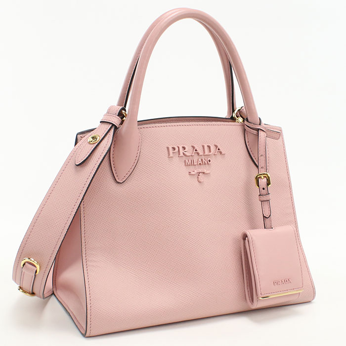 【中古良品】PRADA プラダ トートバッグ 1BA156 2WAY サフィアーノレザー レディース ピンク