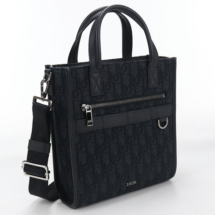 【中古良品】DIOR ディオール トートバッグ ノースサウス 2WAY サファリ メンズ ブラック