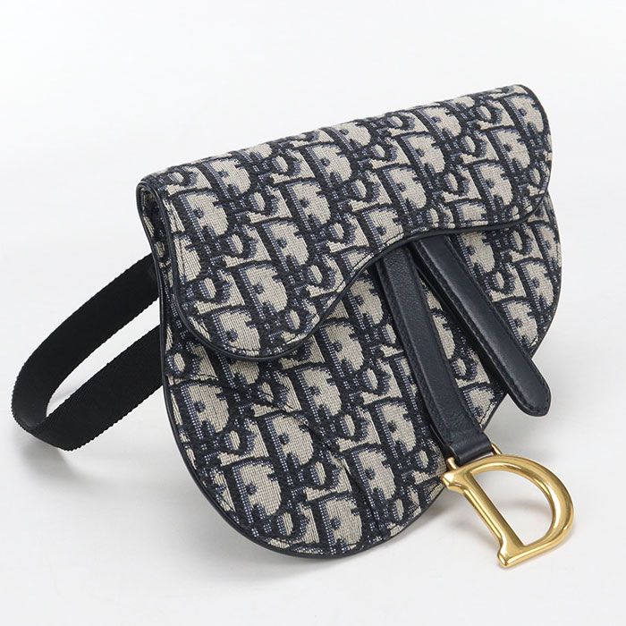 【中古美品】DIOR ディオール ショルダーバッグ サドル ベルトバッグ サドル レディース ネイビー