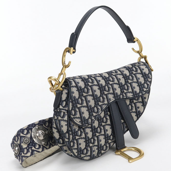 Rakuten - 【中古美品】DIOR ディオール ショルダーバッグ ミニ サドル レディース ネイビー