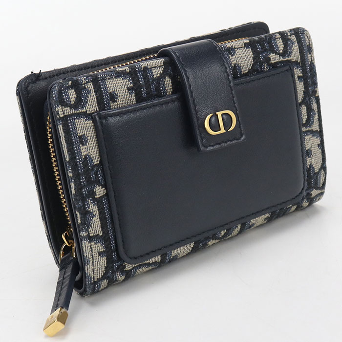 CHRISTIAN DIOR - 【中古良品】DIOR ディオール 二折財布 ディタニー　ウォレット 30 モンテーニュ レディース ネイビー