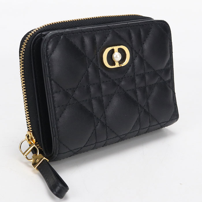 CHRISTIAN DIOR - 【中古良品】DIOR ディオール 二つ折り財布 スカーレットウォレット ディオールジョリー レディース ブラック