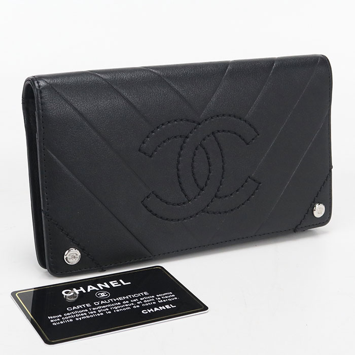 Rakuten - 【中古良品】CHANEL シャネル 長財布二折 レディース ブラック