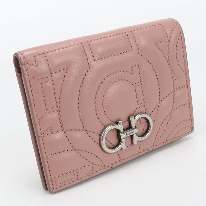 FERRAGAMO - 【中古良品】FERRAGAMO フェラガモ 二折財布 22 D665 ガンチーニ レディース ピンク