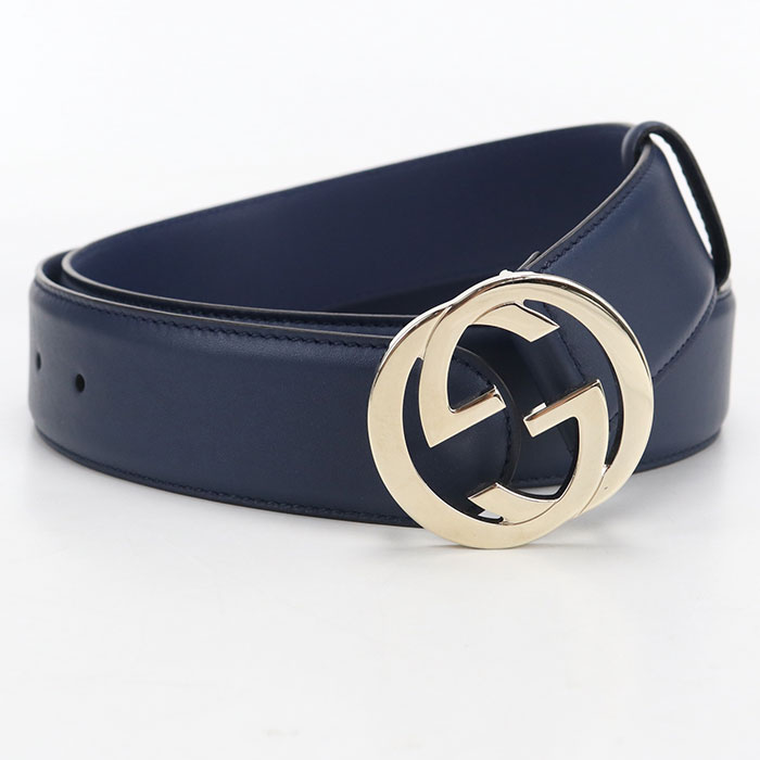 Rakuten - 【4日20時〜限定クーポン】【中古・未使用】GUCCI グッチ ベルト 546386 インターロッキングG メンズ ネイビー ＃90
