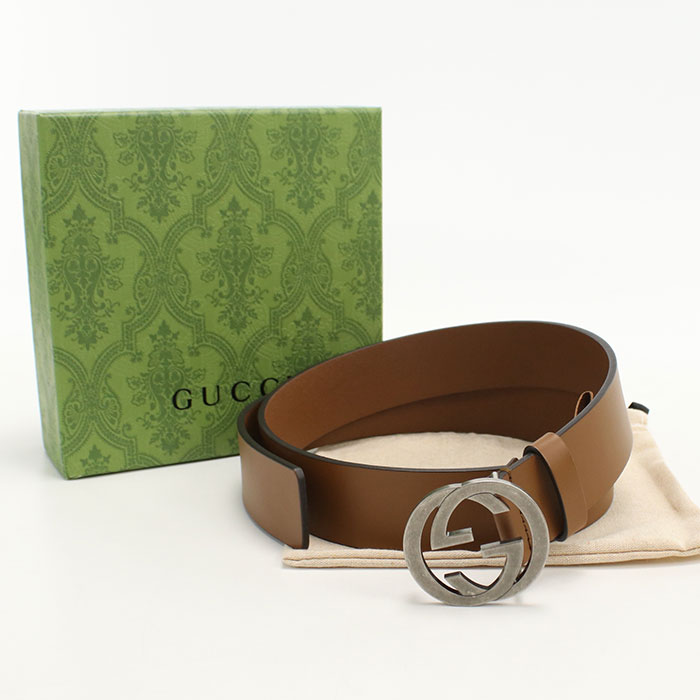 乐天商城 - 【中古・未使用】GUCCI グッチ ベルト 546389 インターロッキングG メンズ ブラウン #90
