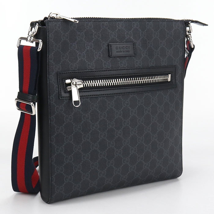 Rakuten - 【4日20時〜限定クーポン】【中古良品】GUCCI グッチ 斜め掛け ショルダーバッグ 474137 GGスプリーム メンズ ブラック