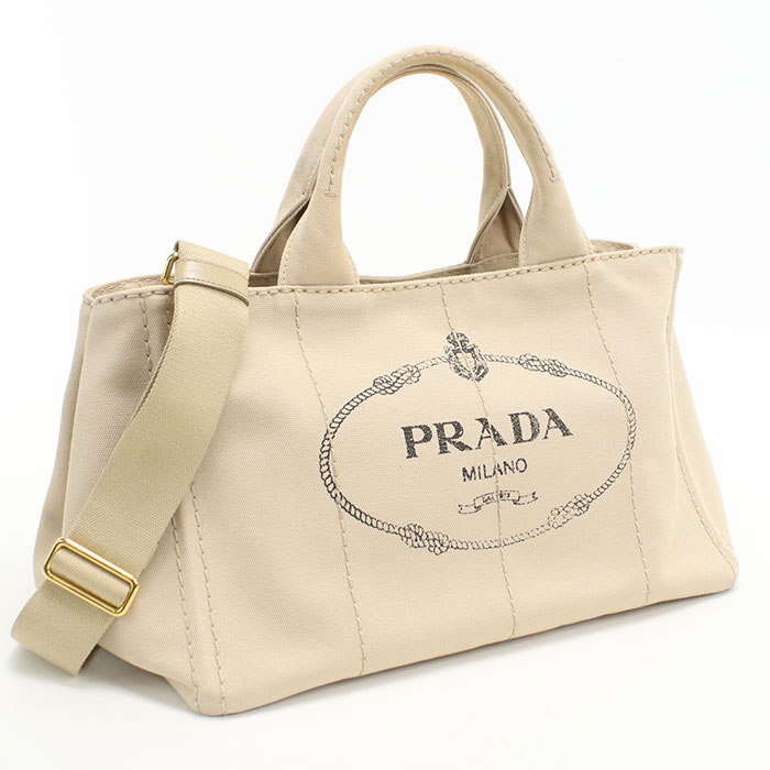 Rakuten - 【4日20時〜限定クーポン】【中古良品】PRADA プラダ トートバッグ BN2642 2WAY カナパ レディース ベージュ