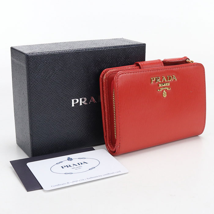 美品 PRADA 三つ折り財布 赤 レッド 楽天市場】プラダ 三つ折り 財布 レッドの通販