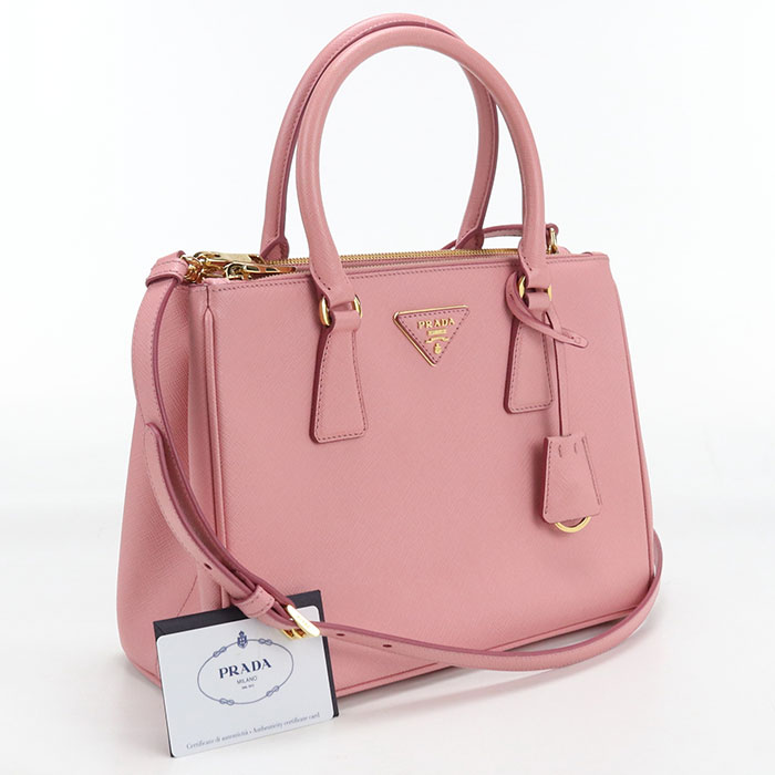 【中古良品】PRADA プラダ トートバッグ ミディアムバッグ ガレリア レディース ピンク