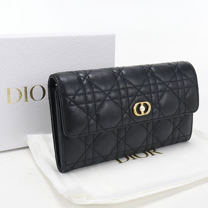 【4日20時〜限定クーポン】【中古良品】DIOR ディオール 長財布二折 Orchid ロングウォレット ディオールジョリー レディース ブラック