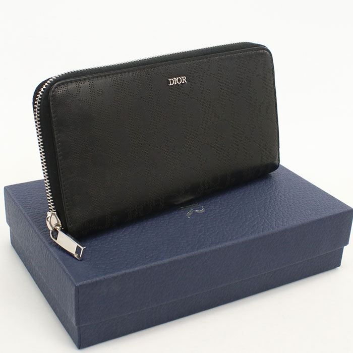 乐天商城 - 【中古・未使用】DIOR ディオール 長財布ラウンドファスナー ロングジップウォレット ディオール オブリーク メンズ ブラック