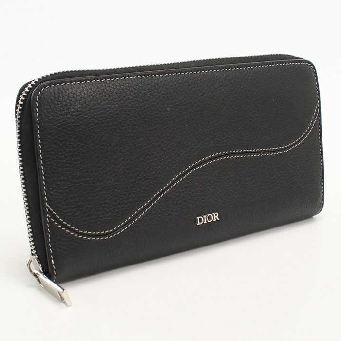 乐天商城 - 【中古良品】DIOR ディオール 長財布ラウンドファスナー 2ADBC315YKK_H00N ロングジップウォレット サドル メンズ ブラック