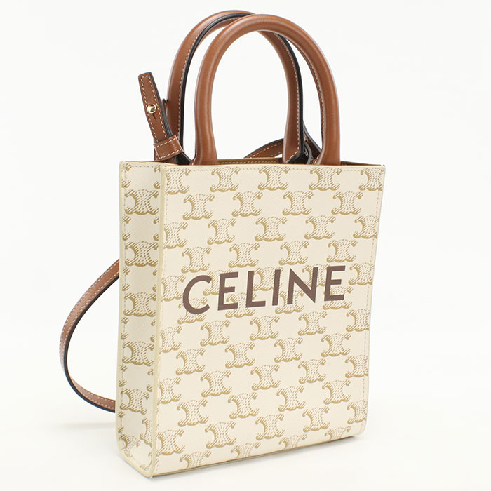 乐天商城 - 【中古良品】CELINE セリーヌ ハンドバッグ 194372BZK ミニ バーティカルカバ トリオンフキャンバス レディース ホワイト