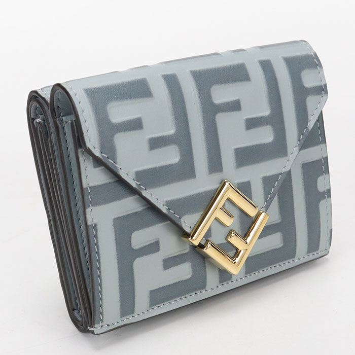 乐天商城 - 【中古・未使用】FENDI フェンディ 三つ折り財布 8M0480 FFダイヤモンド レディース ブルー