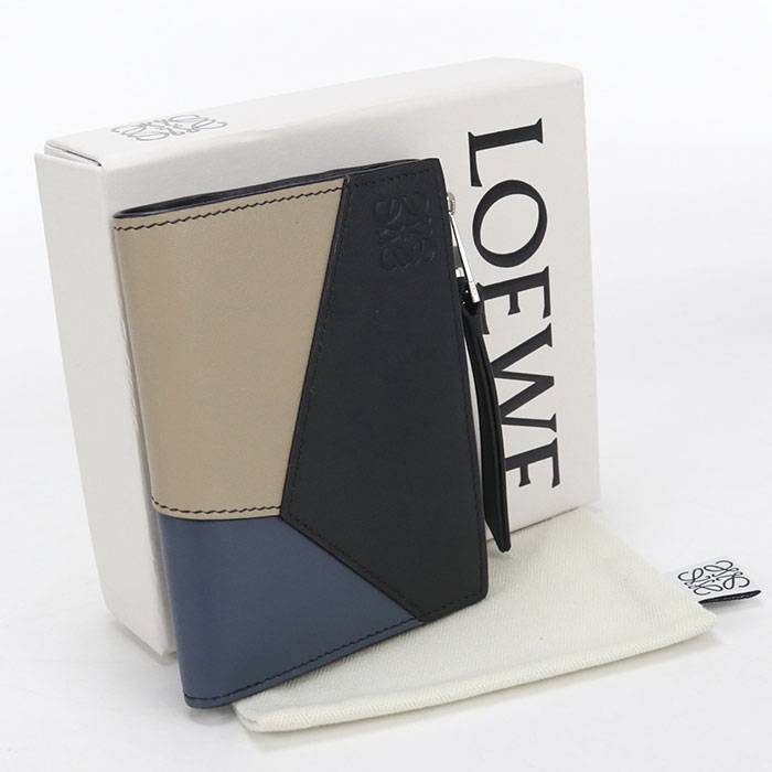 樂天商城 - 【中古良品】LOEWE ロエベ 二つ折り財布 C510W73X09 スリム　コンパクト　ウォレット パズル メンズ ブラック