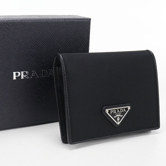 PRADA - 【中古・未使用】PRADA プラダ 二つ折り財布 Re-Nylon メンズ ブラック