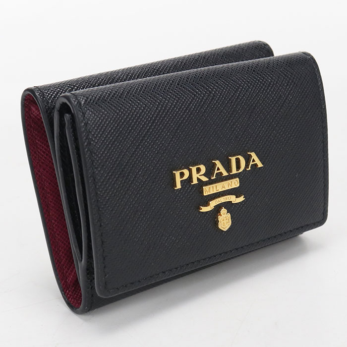 乐天商城 - 【中古良品】PRADA プラダ 三つ折り財布 1MH021 サフィアーノ レディース ブラック