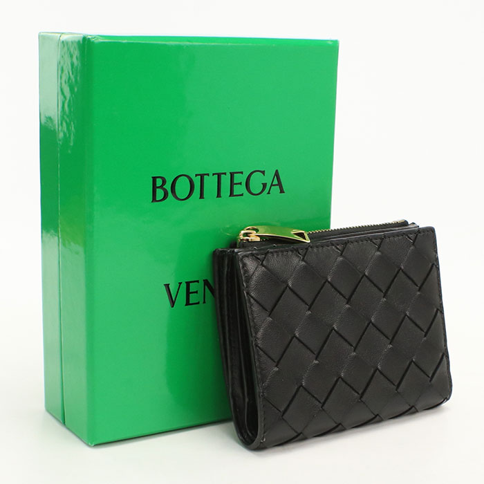 樂天商城 - 【中古・未使用】BOTTEGA VENETA ボッテガ・ヴェネタ 二つ折り財布 742330 イントレチャート レディース ブラック
