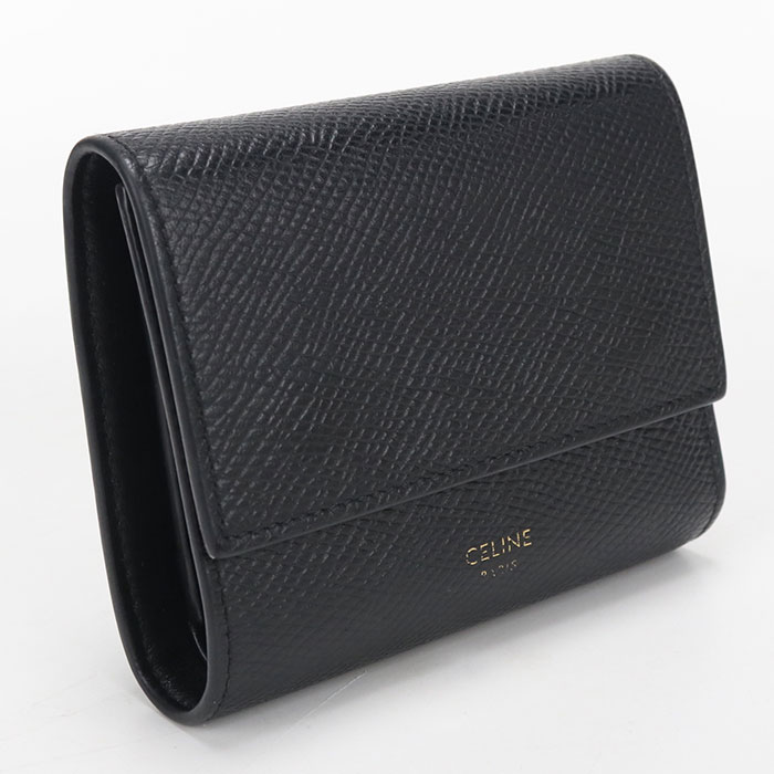 乐天商城 - 【中古良品】CELINE セリーヌ 三つ折り財布 10B573 トリフォールドウォレット レディース ブラック