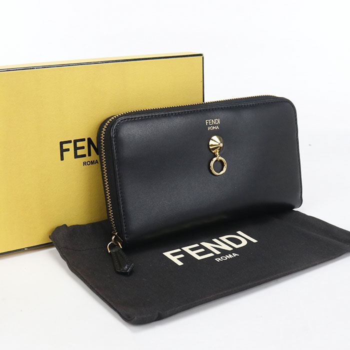 【中古良品】FENDI フェンディ 長財布ラウンドファスナー 8M0299 長財布ラウンドファスナー レディース ブラック