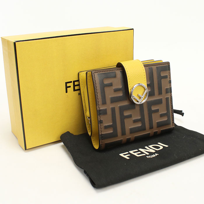 乐天商城 - 【中古良品】FENDI フェンディ 二つ折り財布 8M0386 エフイズフェンディ レディース ブラウン