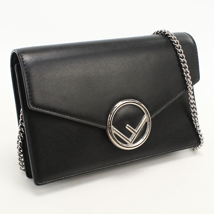 乐天商城 - 【中古良品】FENDI フェンディ チェーンウォレット 8BS006 エフイズフェンディ レディース ブラック