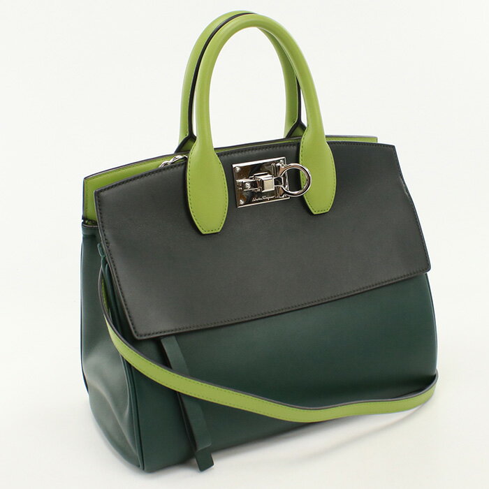 Rakuten - 【中古良品】FERRAGAMO フェラガモ トートバッグ 21 H159 2WAY ガンチーニ レディース グリーン