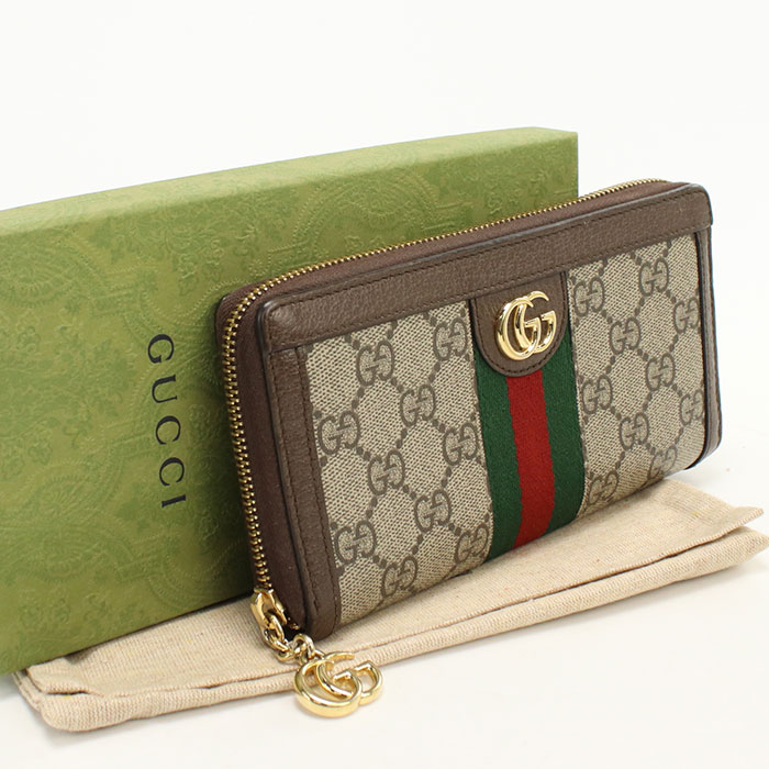 Rakuten - 【4日20時〜限定クーポン】【中古良品】GUCCI グッチ 長財布ラウンドファスナー 523154 ジップアラウンドウォレット オフィディア レディース ベージュ