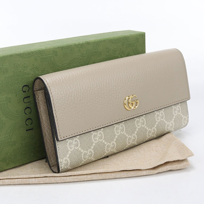 乐天商城 - 【中古・未使用】GUCCI グッチ 長財布二折 456116 バイカラー コンチネンタルウォレット ダブルG レディース ベージュ