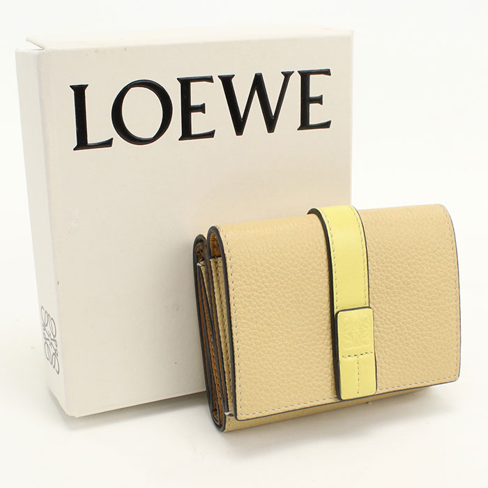 乐天商城 - 【中古良品】LOEWE ロエベ 三つ折り財布 C660TR2X01 トライフォールドウォレット レディース ベージュ