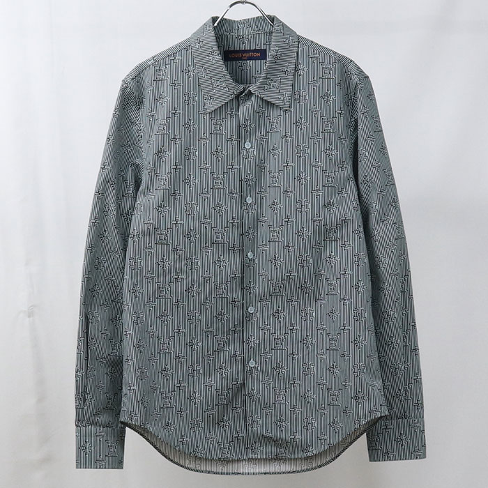Rakuten - 【中古・未使用】LOUIS VUITTON ルイヴィトン シャツ ストライプシャツ メンズ グレー S