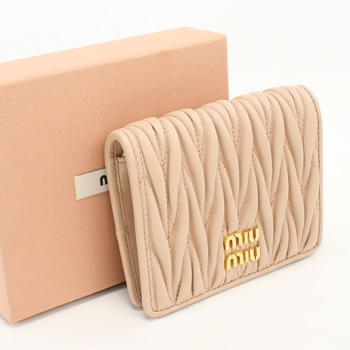 乐天商城 - 【中古・未使用】MIUMIU(OUTLET) ミュウミュウ アウトレット 二つ折り財布 5MV204 レザー 折り財布 マテラッセ レディース ピンク