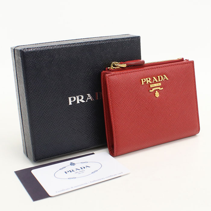 Rakuten - 【4日20時〜限定クーポン】【中古良品】PRADA プラダ 二つ折り財布 1ML023 QWA F068Z サフィアーノレザー レディース レッド