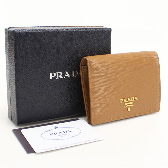 Rakuten - 【4日20時〜限定クーポン】【中古良品】PRADA プラダ 二つ折り財布 1MV204 ヴィッテロムーブレザー レディース ブラウン