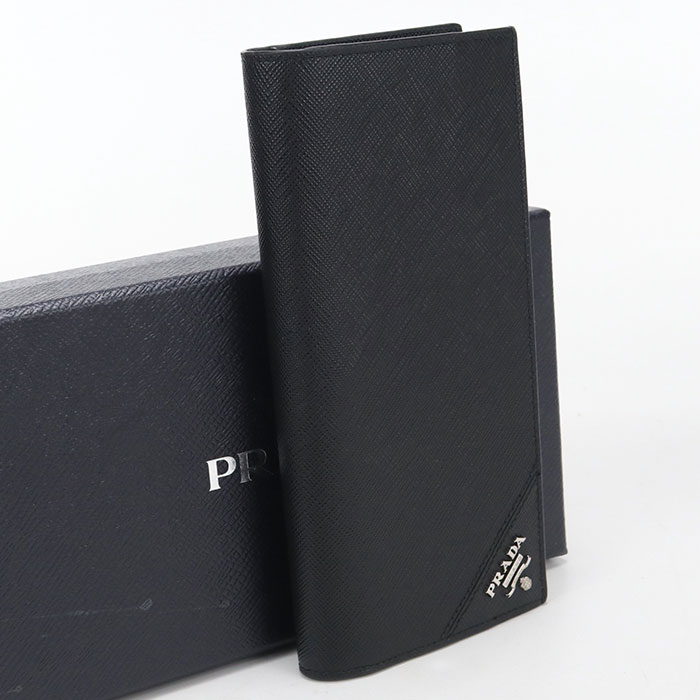 Rakuten - 【4日20時〜限定クーポン】【中古・未使用】PRADA プラダ 長財布二折 2MV836 サフィアーノレザー メンズ ブラック